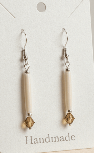 Sterling silver Hairpipe bone with crystal Earrings - Native Bling