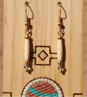 Gold with 1/2 inch tea stained Hairpipe and AB purple crystal earring - Native Bling