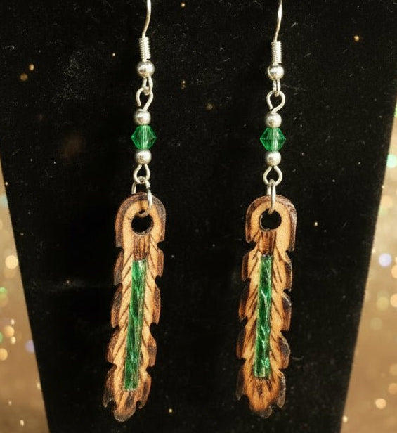 Specialty earrings*Native American handcrafted authentic one of a kind wood carved and burned - Native Bling