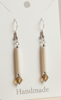 Sterling silver Hairpipe bone with crystal Earrings - Native Bling
