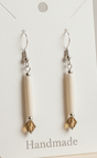 Sterling silver Hairpipe bone with crystal Earrings - Native Bling